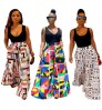 Z36197 Pretty Print Palazzo pants High Waist Loose long wide leg pants Women's pants & trousers