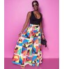Z36197 Pretty Print Palazzo pants High Waist Loose long wide leg pants Women's pants & trousers