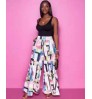 Z36197 Pretty Print Palazzo pants High Waist Loose long wide leg pants Women's pants & trousers