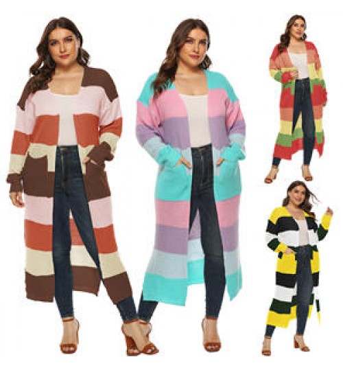 Custom Plus Size Women's Sweaters Striped Oversize Women Cardigan Sweaters