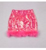 Women Sequined Skirts Black Club Shiny Wear Mini Party Skirt with Feathers