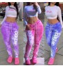 Tie Dye Letter Print Fashion 2022 Streetwear Pink Joggers Women's Drawstring Sweatpants Sports Wear Women Jogging Pants