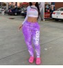 Tie Dye Letter Print Fashion 2022 Streetwear Pink Joggers Women's Drawstring Sweatpants Sports Wear Women Jogging Pants