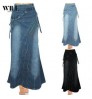 women's vintage literary style stitched denim fishtail denim skirt