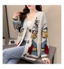 New Trends Retro Cartoon Duck Pattern Jacquard Knitted Sweater Coat Ladies Winter Sweaters Wholesale Price Women Cardigan