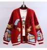 New Trends Retro Cartoon Duck Pattern Jacquard Knitted Sweater Coat Ladies Winter Sweaters Wholesale Price Women Cardigan