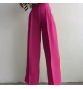 2022 summer new fashion casual women's straight pants elastic waist suit trousers
