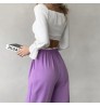 2022 summer new fashion casual women's straight pants elastic waist suit trousers