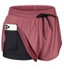 Summer 2 In 1 Athletic Women's Shorts With Pockets Sports Womens Running Gym Short Pants Women's Biker Shorts