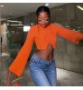 Fashion Knitted Women's Cropped Sweaters Flared Sleeve Ladies Sweaters Designer Tops Winter Fall Clothes For Women