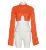 Fashion Knitted Women's Cropped Sweaters Flared Sleeve Ladies Sweaters Designer Tops Winter Fall Clothes For Women