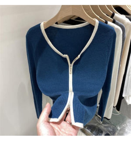 Factory direct autumn new knitted half - turtleneck V neck cardigan sweaters women tops knitted sweater for women's sweaters
