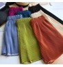 New 2021 Summer Casual High Waist Solid Color Wild Fashion Europe Wide-leg Pants Elastic Waist Pleated Women's Shorts
