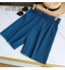 New 2021 Summer Casual High Waist Solid Color Wild Fashion Europe Wide-leg Pants Elastic Waist Pleated Women's Shorts