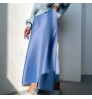 Cheap Solid Elegant Mid-length Fish Tail Casual Office Women's Elastic High Waist Satin A-line Skirt