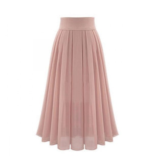 Women's mid-length skirt summer elegant chiffon tulle skirts women high waist A line long skirts