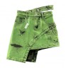 Summer New Fashion Women's Denim Skirt Personalized Double-Row Waist Irregular Mini Skirt Green Asymmetric Short Skirt