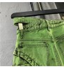Summer New Fashion Women's Denim Skirt Personalized Double-Row Waist Irregular Mini Skirt Green Asymmetric Short Skirt
