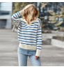 New arrival womens fall clothing v neck stripe women's sweaters long sleeve knit women sweater 2022