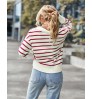 New arrival womens fall clothing v neck stripe women's sweaters long sleeve knit women sweater 2022
