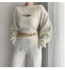 Autumn gas knit sweater undershirt casual short sweater women two piece set