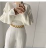 Autumn gas knit sweater undershirt casual short sweater women two piece set