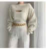 Autumn gas knit sweater undershirt casual short sweater women two piece set