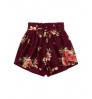 Women's Summer Shorts Women Boho Shorts Elastic Waist Loose Fit Casual Belted Wide Leg Plus Size Shorts With Flowers