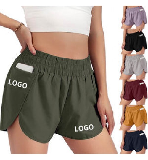Wholesale Custom Summer Quick Dry Breathable Women's Sport Layer Running Gym Active Workout Shorts With Pockets Yoga Shorts