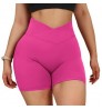 Women's Solid Colors Custom Logo Fitness Hot Shorts High Waist Cross Front Summer Scrunch Gym Shorts