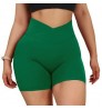 Women's Solid Colors Custom Logo Fitness Hot Shorts High Waist Cross Front Summer Scrunch Gym Shorts