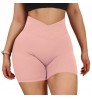 Women's Solid Colors Custom Logo Fitness Hot Shorts High Waist Cross Front Summer Scrunch Gym Shorts
