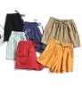 Woman Cotton Linen Fabric Shorts Drawstring Solid Summer Casual Beach Elastic Waist Pocketed Shorts Women 2021