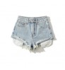 Customized summer new European women's fashion washed mid waist rolled edge denim casual shorts