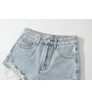 Customized summer new European women's fashion washed mid waist rolled edge denim casual shorts
