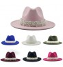 New Elegant Lady Winter Wide Brim Hat Women Wool Fedora Felt Hat With Pearl