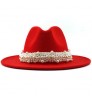New Elegant Lady Winter Wide Brim Hat Women Wool Fedora Felt Hat With Pearl