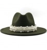New Elegant Lady Winter Wide Brim Hat Women Wool Fedora Felt Hat With Pearl
