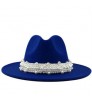 New Elegant Lady Winter Wide Brim Hat Women Wool Fedora Felt Hat With Pearl