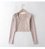 Women Female Long Sleeve Elegant New Office Lady Shirt Blouse Crew Neck Base Inside Top
