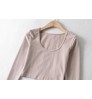 Women Female Long Sleeve Elegant New Office Lady Shirt Blouse Crew Neck Base Inside Top