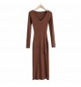 Hot sell Sweater Women Clothing Solid Color Autumn long-sleeved dress mid-length skirt