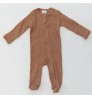 High Quality Grey Ribbed Footed One-piece Zipper 100% Organic Cotton Playsuit