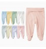 Spring autumn loose footie newborn organic cotton stripe solid color toddler high waist kids boy baby legging pants legging baby